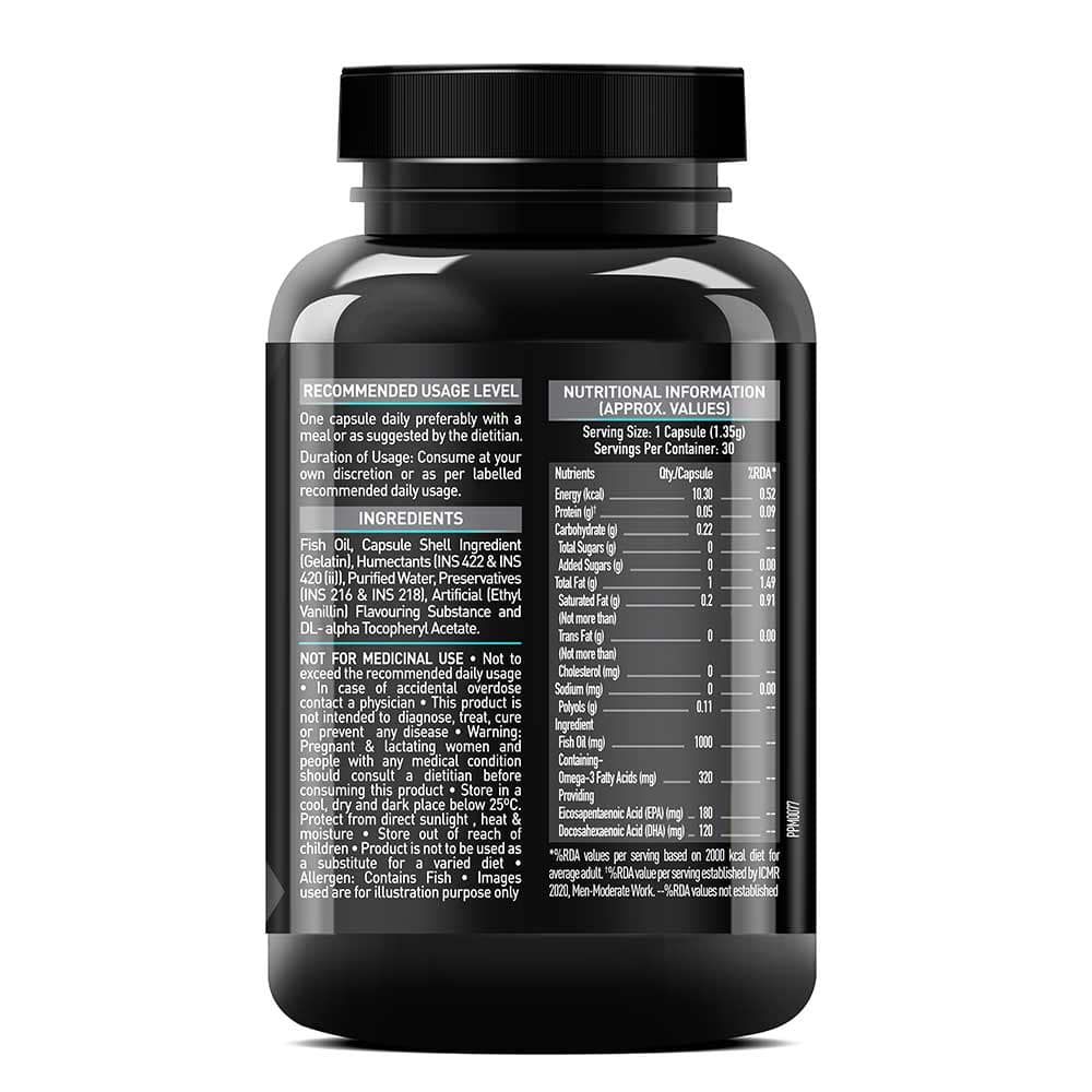 MuscleBlaze Omega 3 Fish Oil (1000 mg) with 180mg EPA and 120mg DHA - Image 7