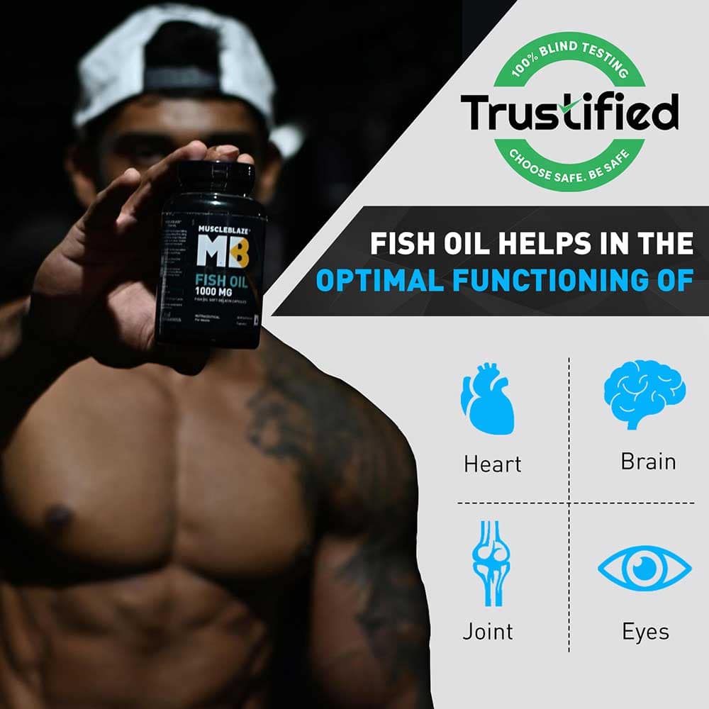 MuscleBlaze Omega 3 Fish Oil (1000 mg) with 180mg EPA and 120mg DHA - Image 3
