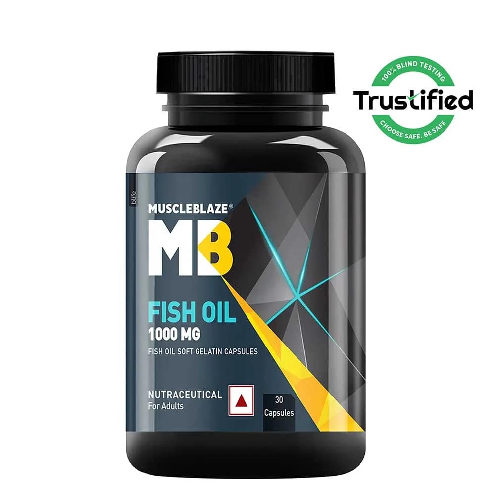 MuscleBlaze Omega 3 Fish Oil (1000 mg) with 180mg EPA and 120mg DHA - Image 1