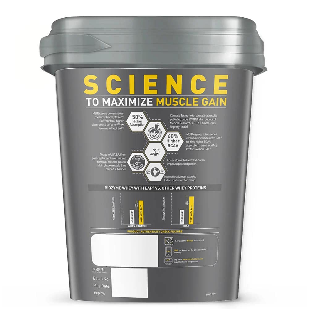 MuscleBlaze Biozyme Performance Whey – Advanced Absorption Whey Protein for Lean Muscle & Strength 4 Kg - Image 6