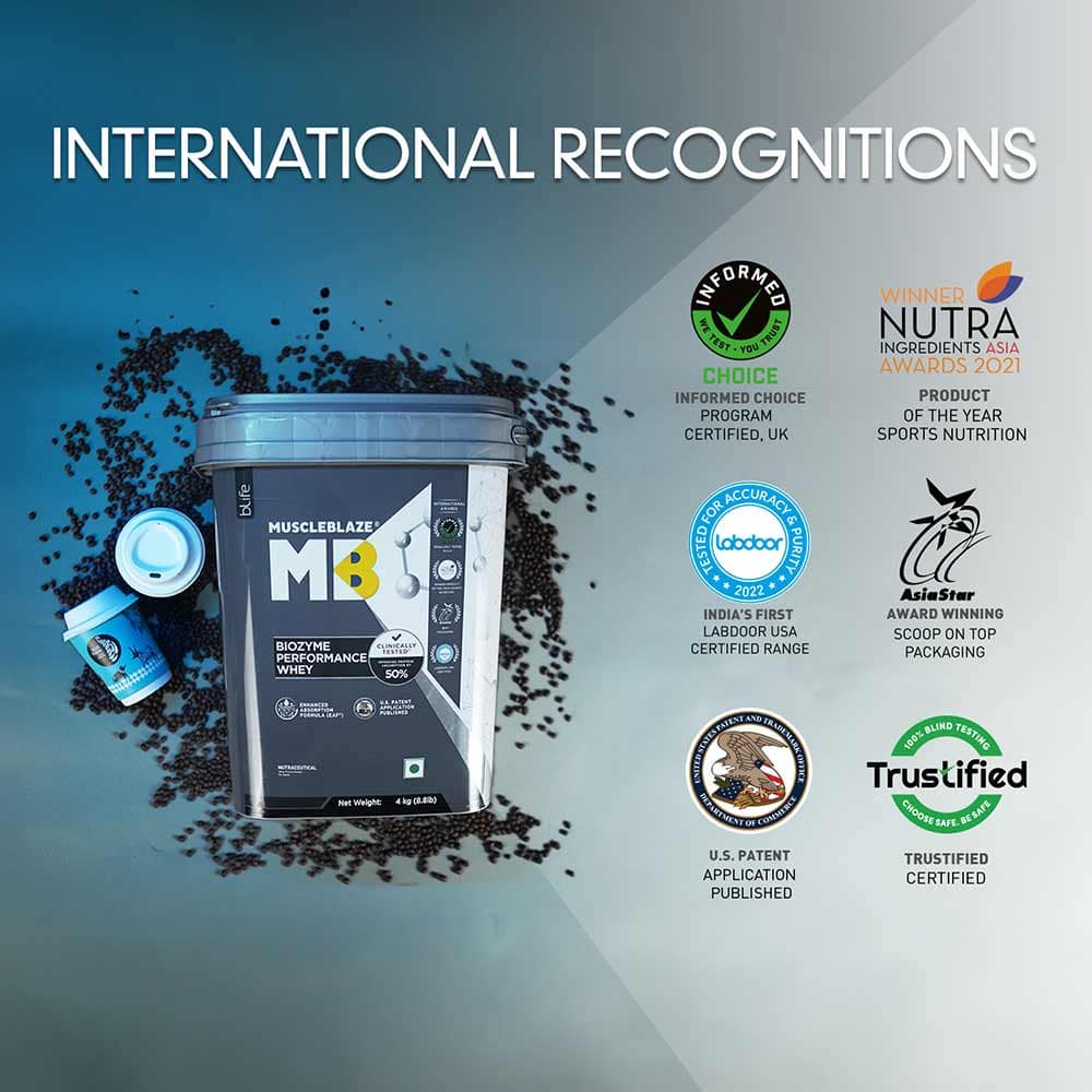 MuscleBlaze Biozyme Performance Whey – Advanced Absorption Whey Protein for Lean Muscle & Strength 4 Kg - Image 4