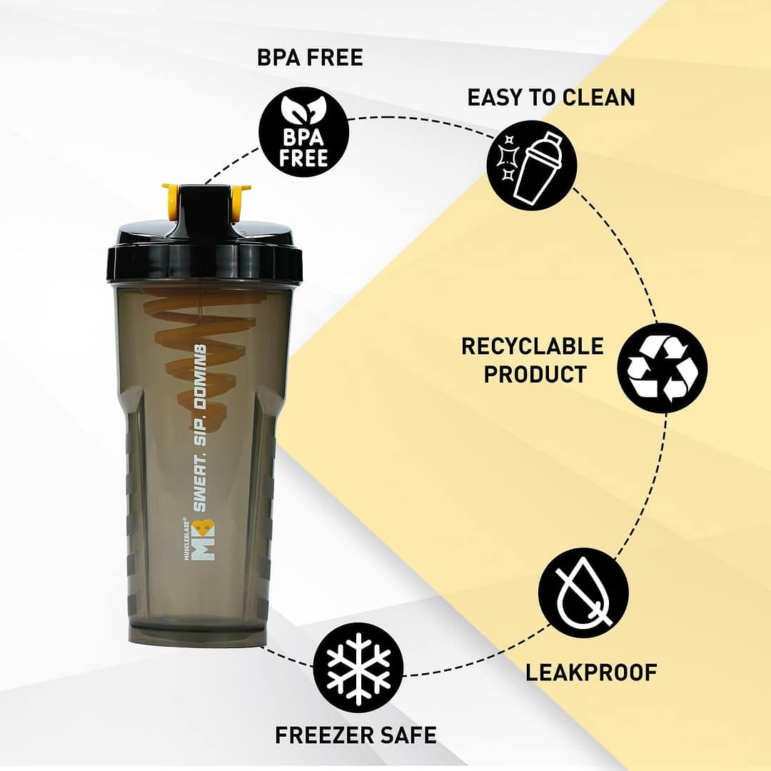 MuscleBlaze Cyclone Blender Shaker (Black, 700ml) - Image 4