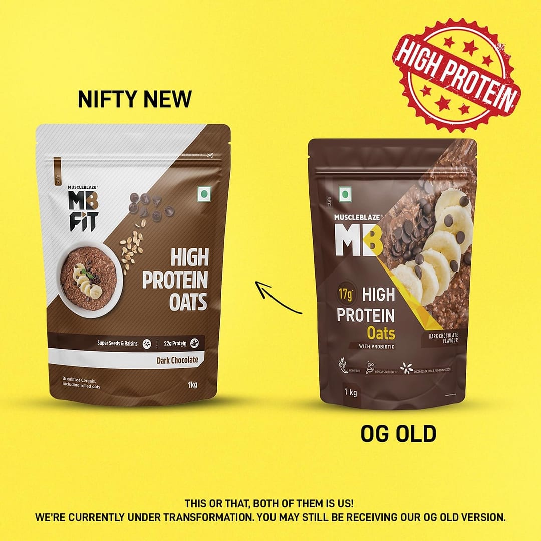 MuscleBlaze Fit High Protein Oats (Dark Chocolate, 1kg) | 22g Protein | Breakfast Cereals for Weight Management - Image 2