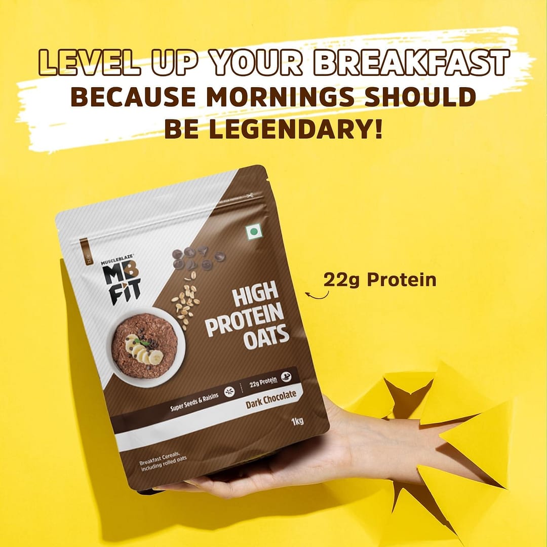 MuscleBlaze Fit High Protein Oats (Dark Chocolate, 1kg) | 22g Protein | Breakfast Cereals for Weight Management - Image 5