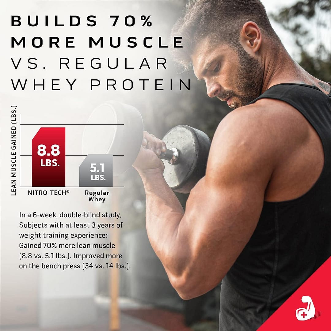 MuscleTech Nitro-Tech Whey Protein, 1.81Kg (4lbs), Cappuccino, 30g Protein, 3g creatine monohydrate, 6.7g BCAA, ultimate muscle building formula, increase strength & performance - Image 6