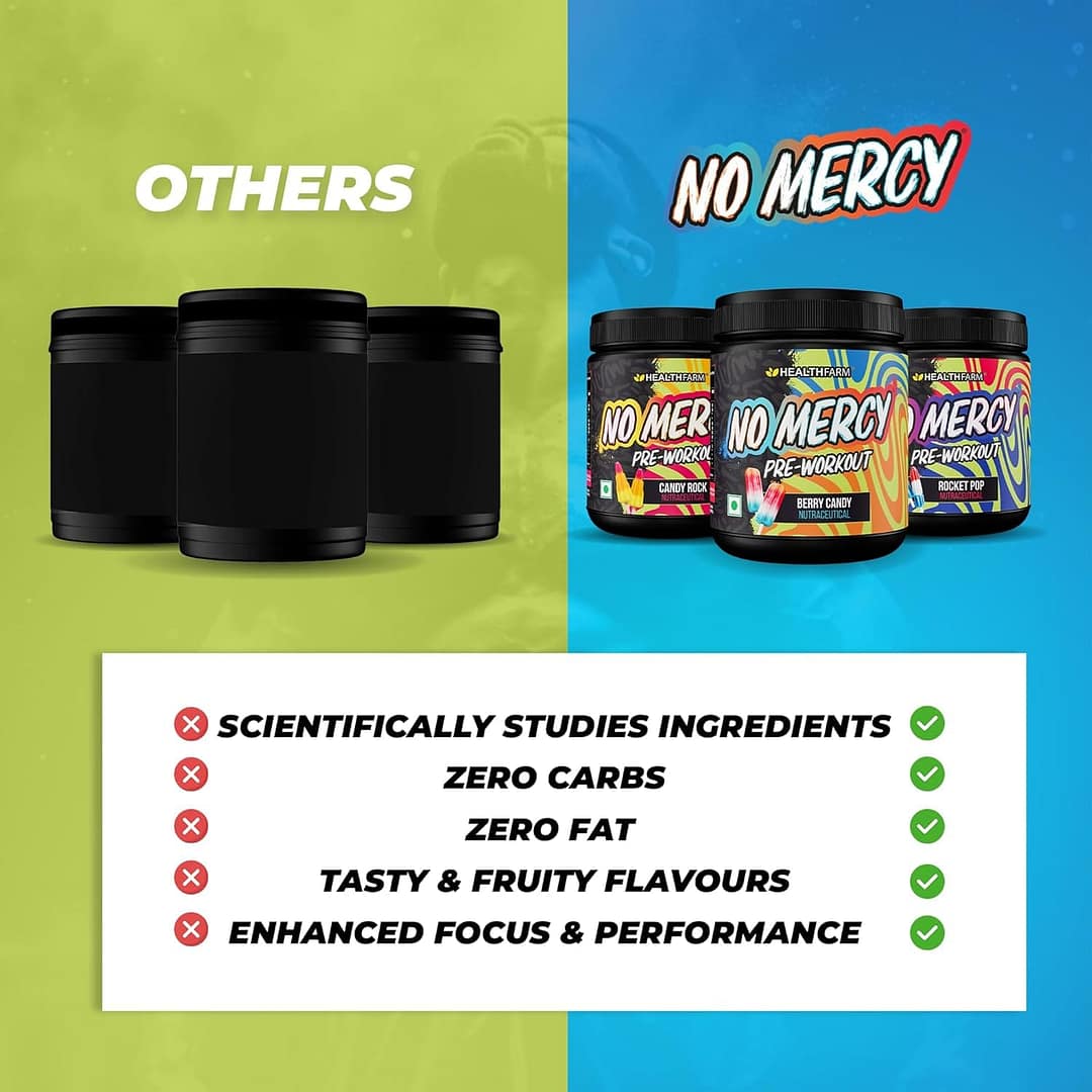 Healthfarm No Mercy Pre-Workout – Intense Stimulant-Based Energy & Focus Boost (130g) - Image 4
