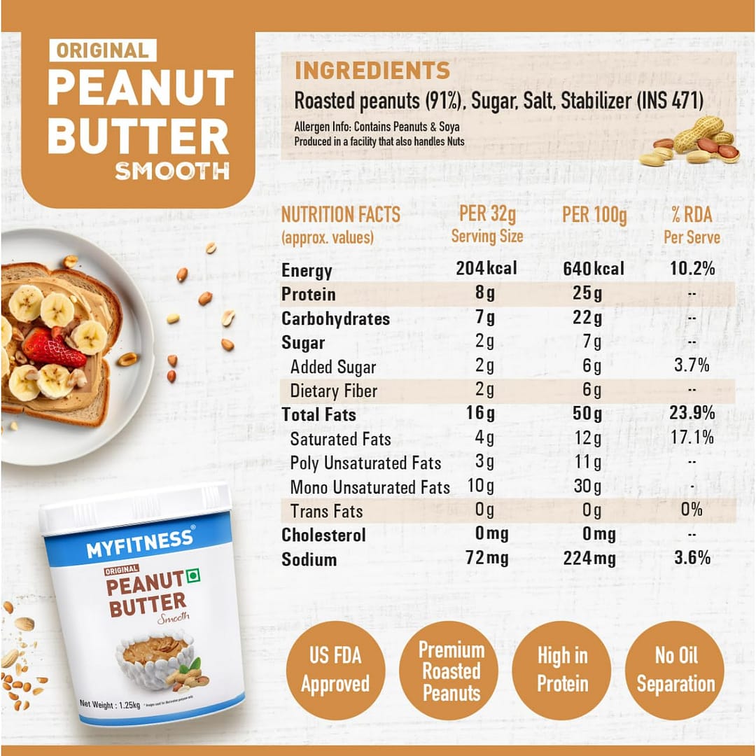 MYFITNESS Original Classic Peanut Butter Smooth 1.25kg - Image 7