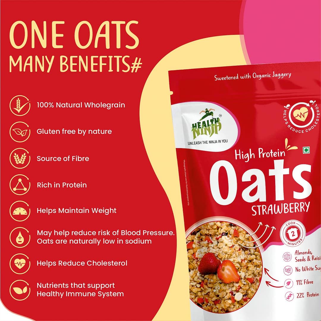Health Ninja Oats | High Protein Breakfast | 900 gm Pack - Image 4