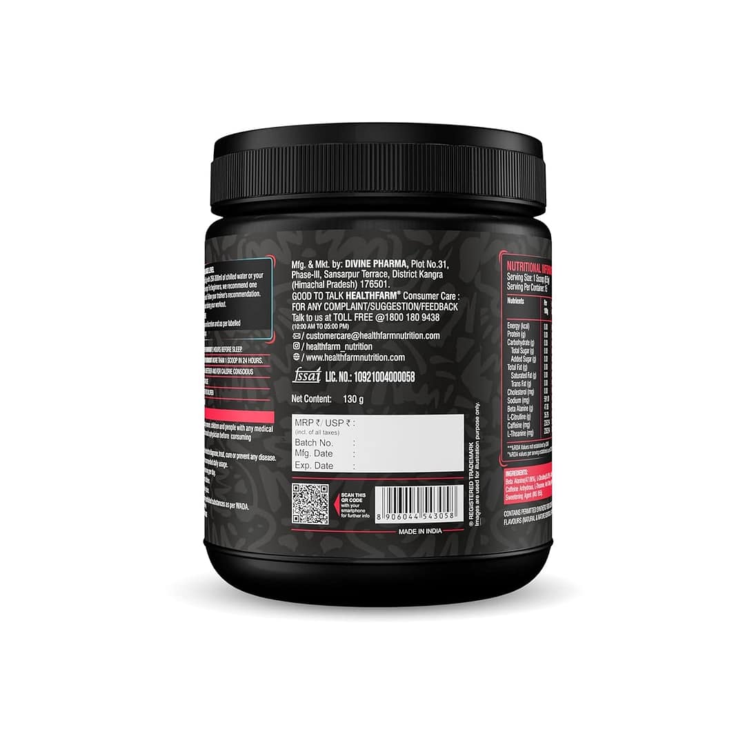 Healthfarm No Mercy Pre-Workout – Intense Stimulant-Based Energy & Focus Boost (130g) - Image 6