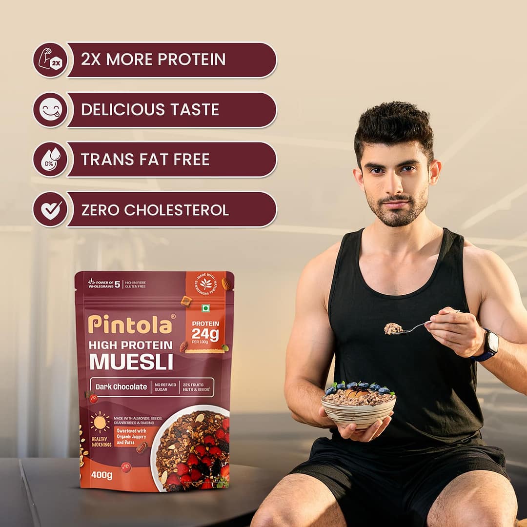 Pintola High Protein Muesli – Crunchy Multigrain Breakfast with Whey Protein, Oats & Super Seeds - Image 4