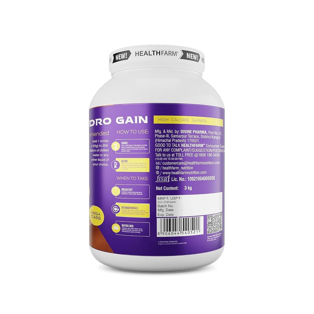 HealthFarm HYDRO GAIN – Premium Mass Gainer for Healthy Weight Gain & Muscle Growth - Image 8