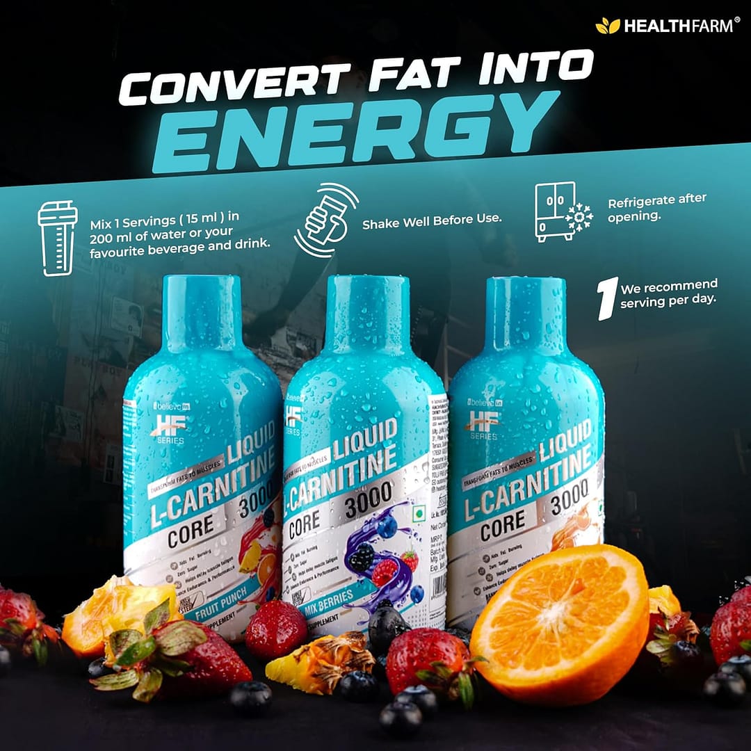 HF Series L-Carnitine – Advanced Liquid Pre-Workout for Fat Metabolism & Energy (450ml) - Image 3