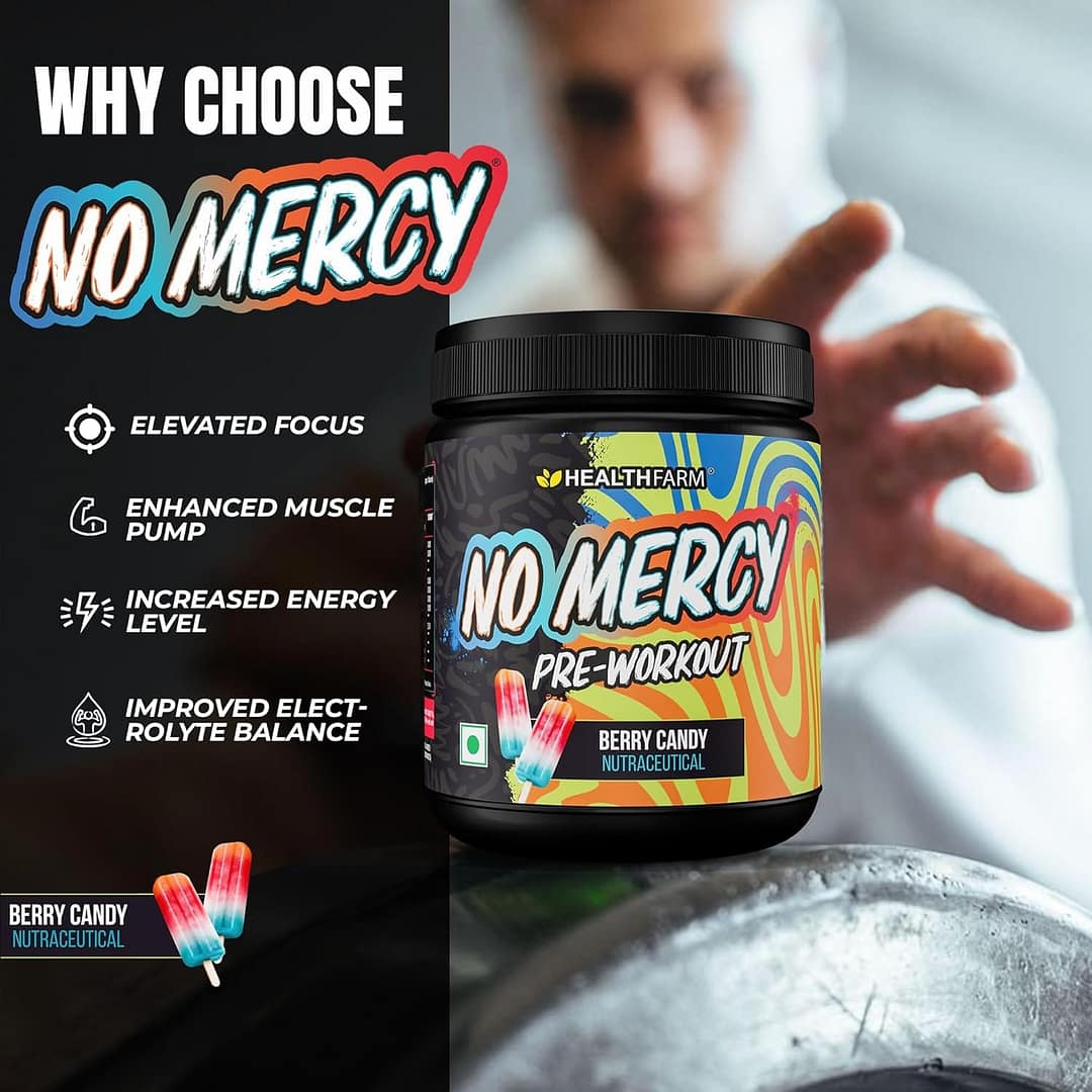 Healthfarm No Mercy Pre-Workout – Intense Stimulant-Based Energy & Focus Boost (130g) - Image 3