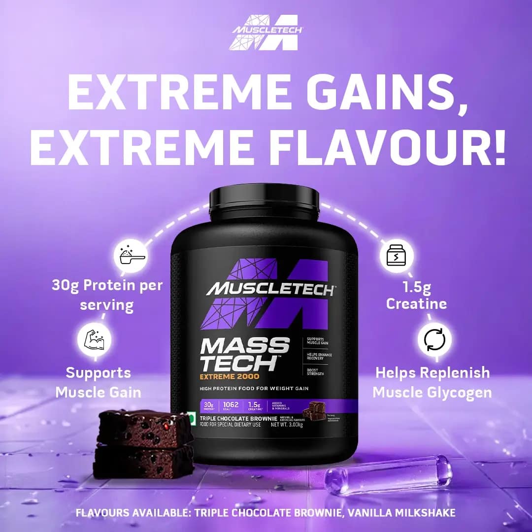 MUSCLETECH MassTech Extreme 2000 – High-Calorie Mass Gainer for Rapid Size, Strength & Recovery - Image 4