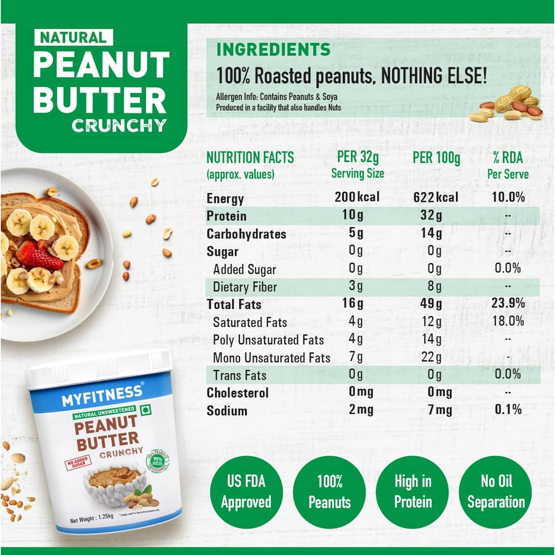 My Fitness Peanut Butter – High Protein, Creamy & Crunchy Nut Butter for Energy & Muscle Fuel | 1.25 kg - Image 2