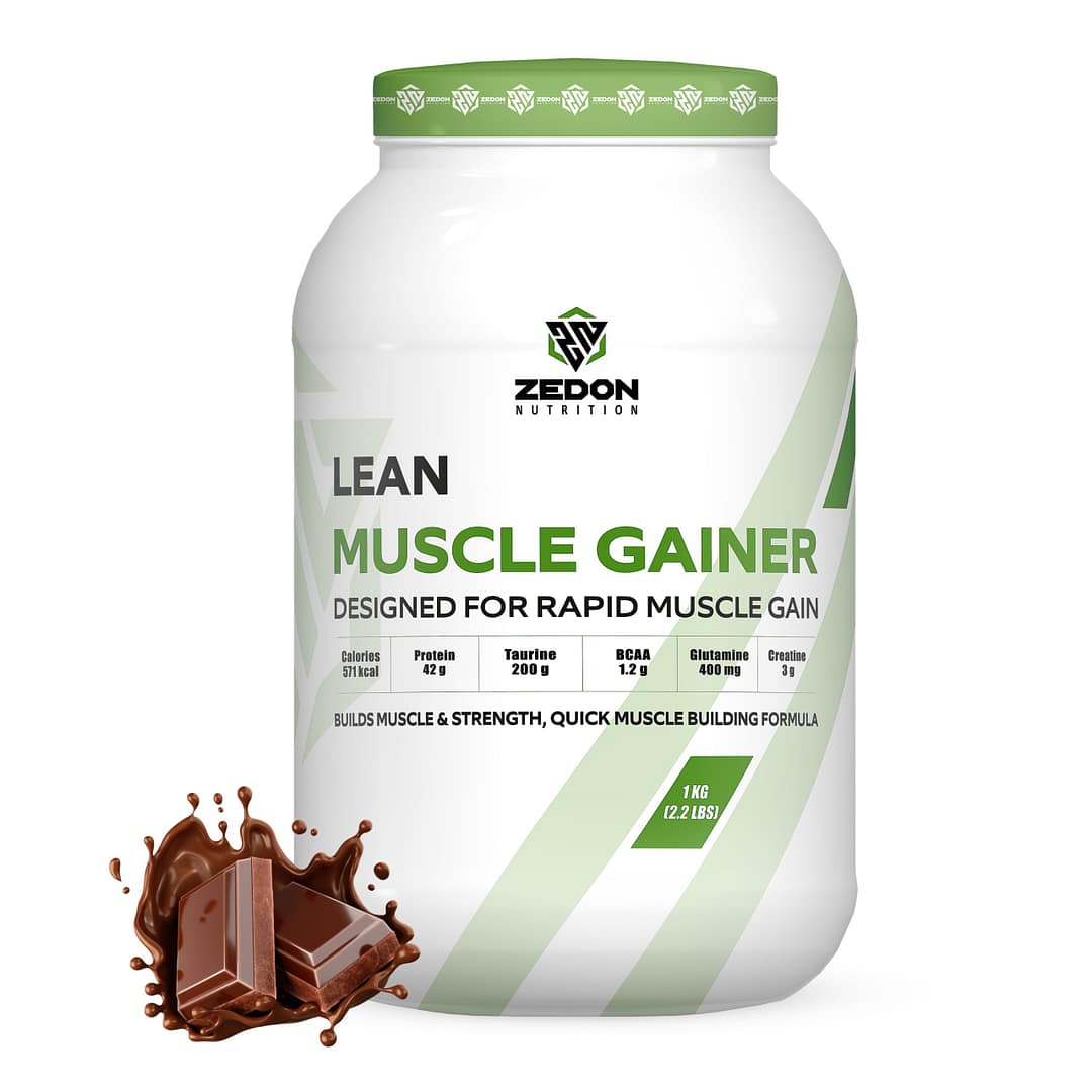 lean-muscle-gainer-1kg-chocolate-scaled Zedon Lean Muscle Gainer Whey Protein – Advanced Formula for Lean Mass, Strength & Recovery - Image 1