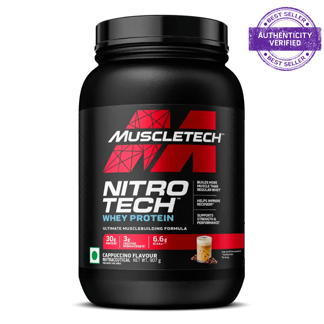 mt-nitrotech-cappuccino-907g-1 Muscletech Nitro-Tech Whey Protein – Advanced Muscle Building Formula with Creatine & EAAs - Image 1