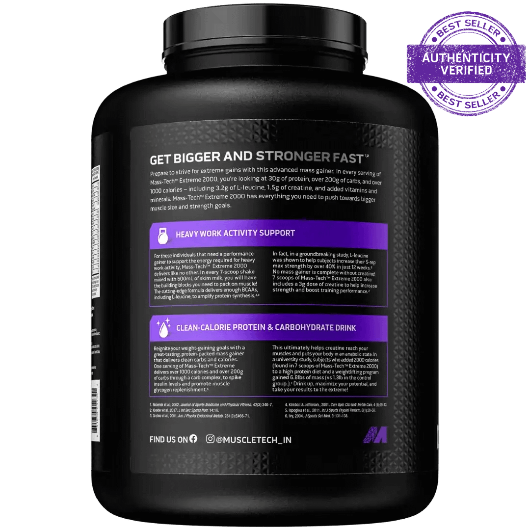 MUSCLETECH MassTech Extreme 2000 – High-Calorie Mass Gainer for Rapid Size, Strength & Recovery - Image 2