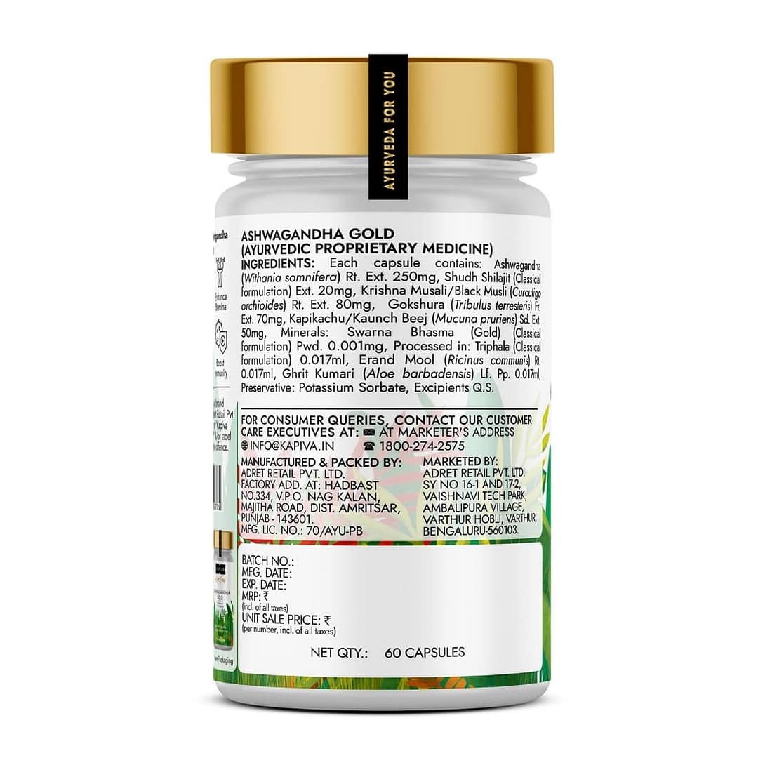 Kapiva Ashwagandha Gold – 60 Capsules | Stress Relief, Strength & Immunity Boost - Image 5