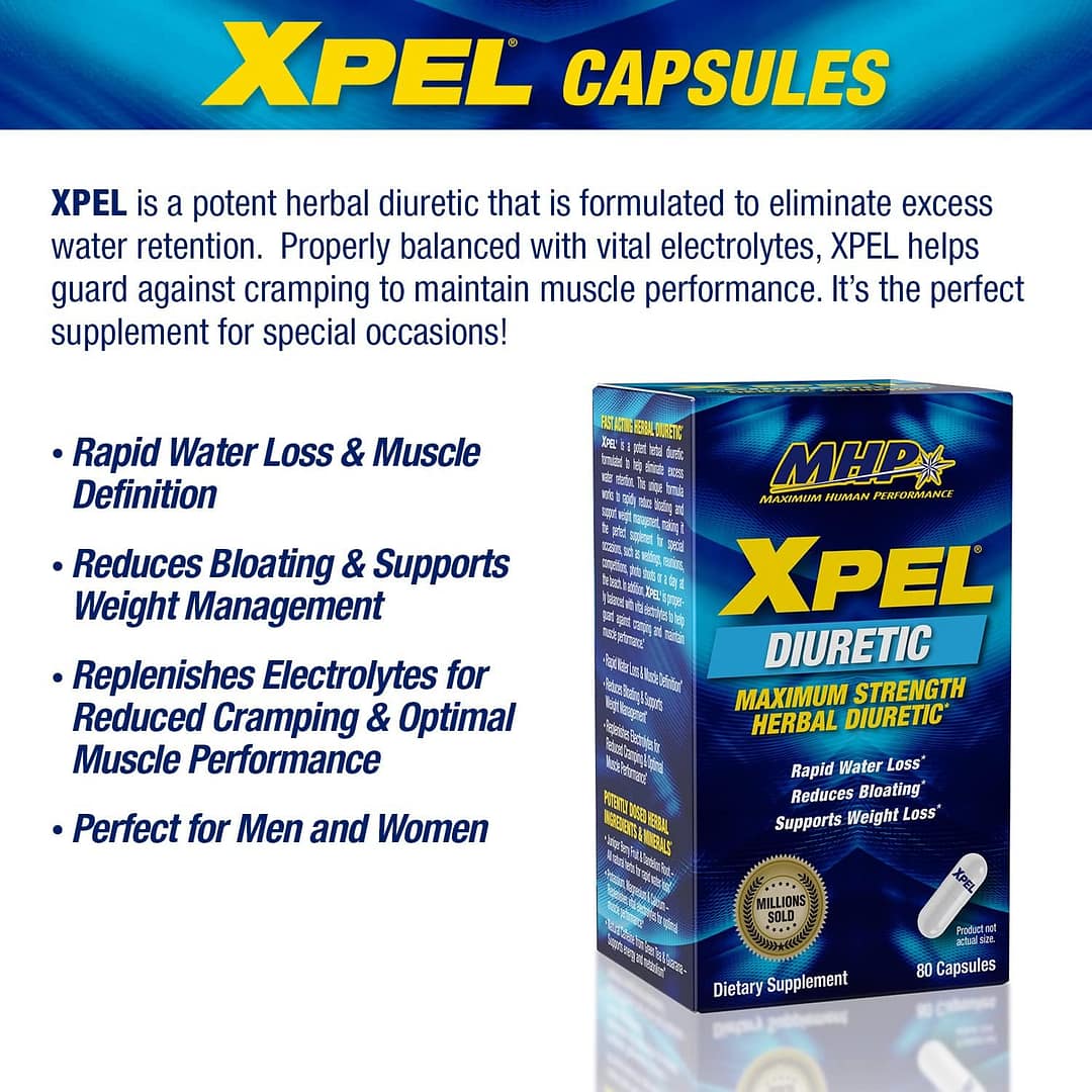 MHP Xpel Diuretic 80 Capsules – Advanced Herbal Diuretic for Water Weight Management - Image 2
