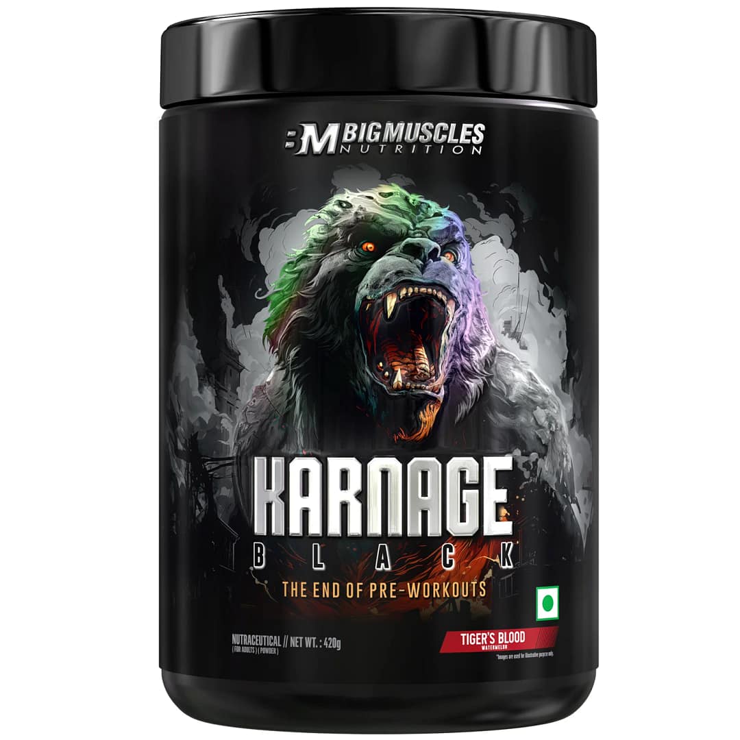 Big Muscles Nutrition Karnage Black – Explosive Energy, Intense Focus & Strength Boost Pre-Workout - Image 1