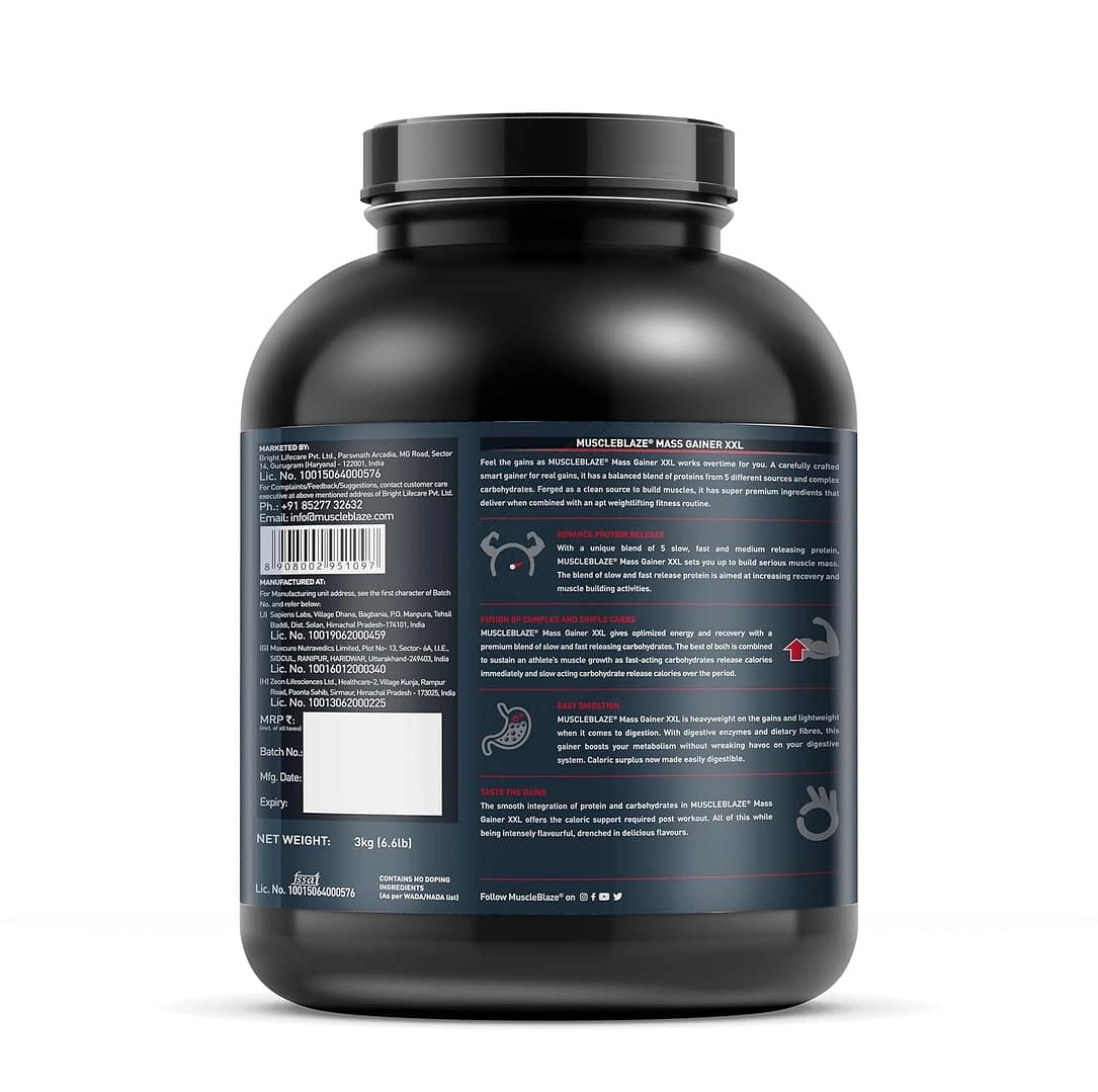 MuscleBlaze Mass Gainer XXL 3kg - Image 7