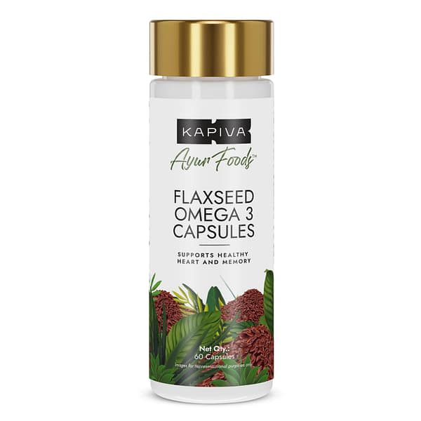 Kapiva Flaxseed Omega 3 Capsules – Plant-Based Heart, Brain & Joint Support | 60 Capsules