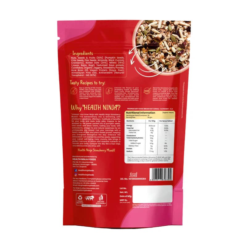 Health Ninja Muesli – 900g Pack | High-Fibre Multigrain Breakfast with Oats, Nuts & Seeds - Image 6