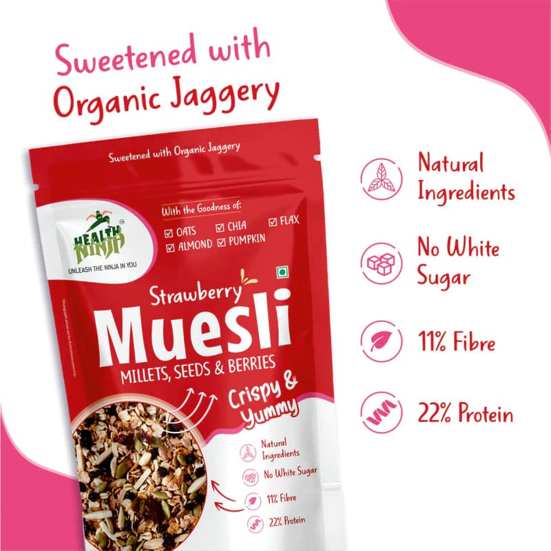 Health Ninja Muesli – 900g Pack | High-Fibre Multigrain Breakfast with Oats, Nuts & Seeds - Image 4
