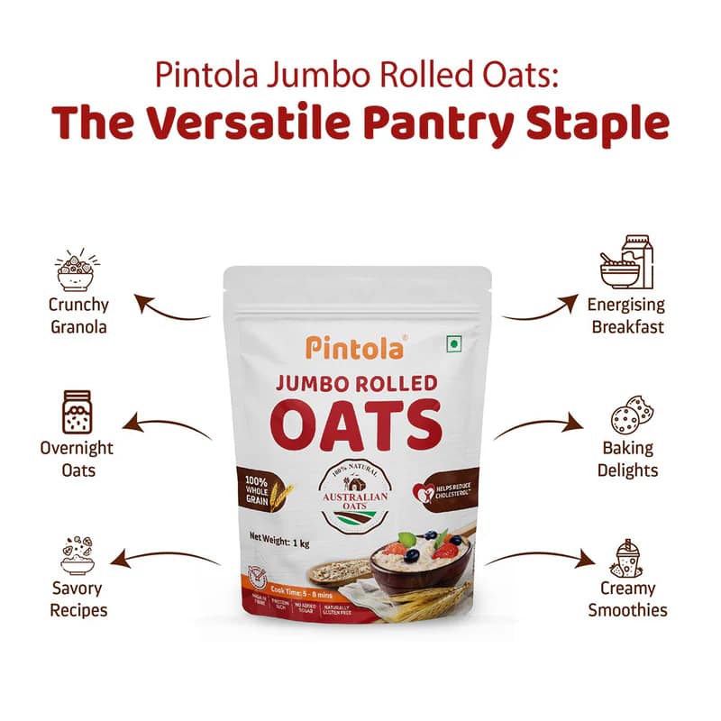 Pintola Jumbo Rolled Oats – High-Fibre Wholegrain Breakfast for Weight Management & Heart Health - Image 5
