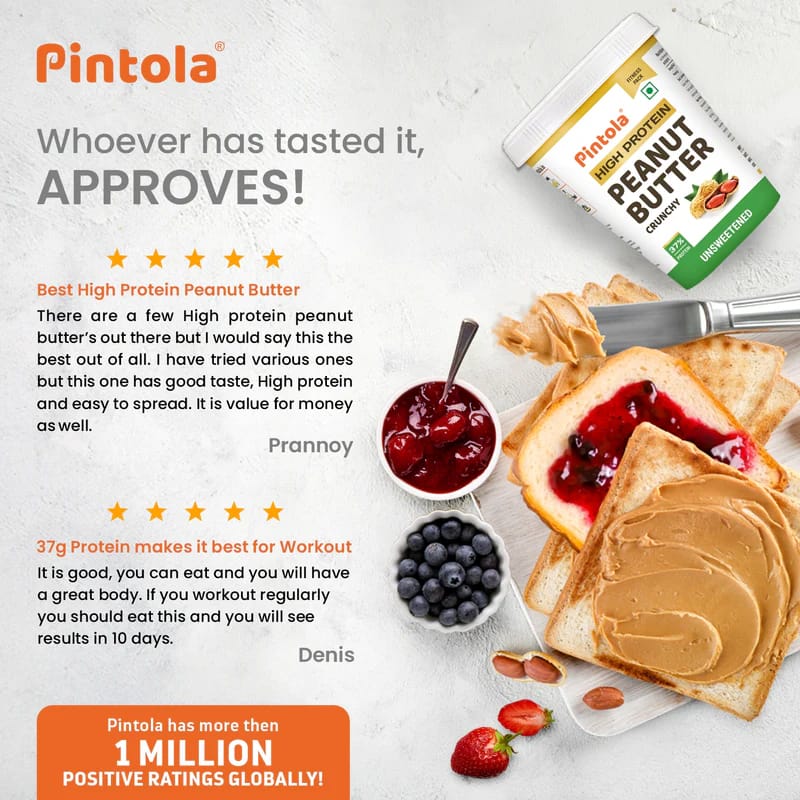 Pintola High Protein Unsweetened Peanut Butter – Clean Nutrition with No Added Sugar - Image 3